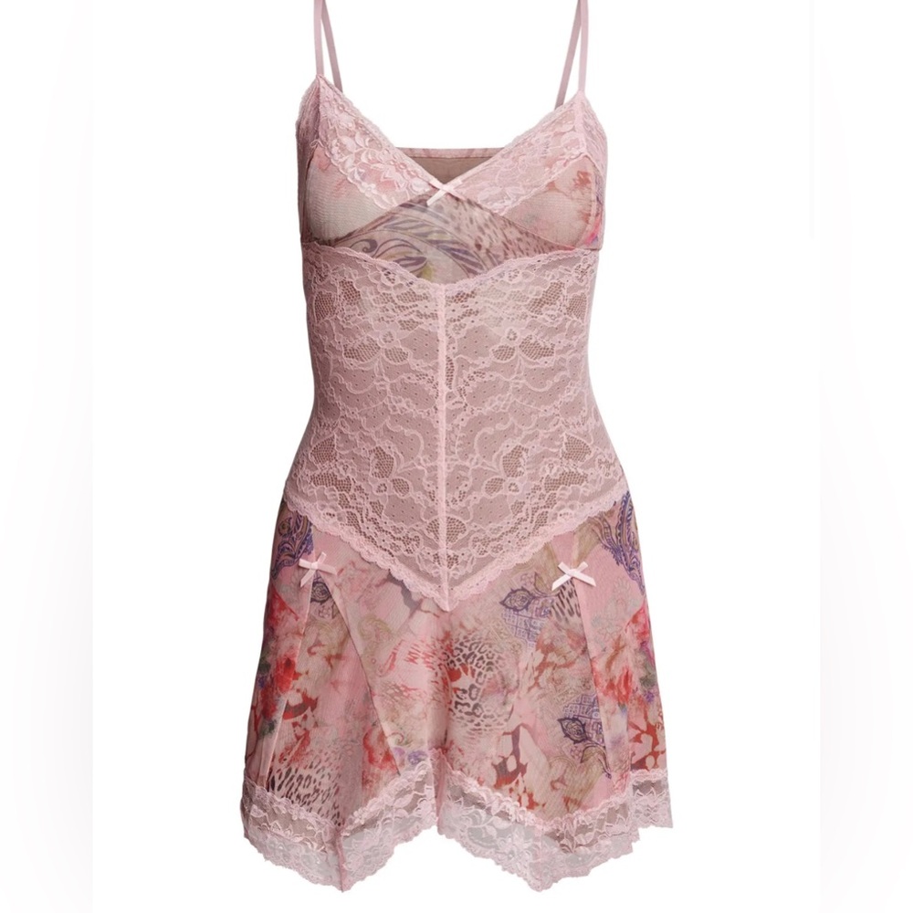 I.AM.GIA Pink Lace & Floral Mini Dress